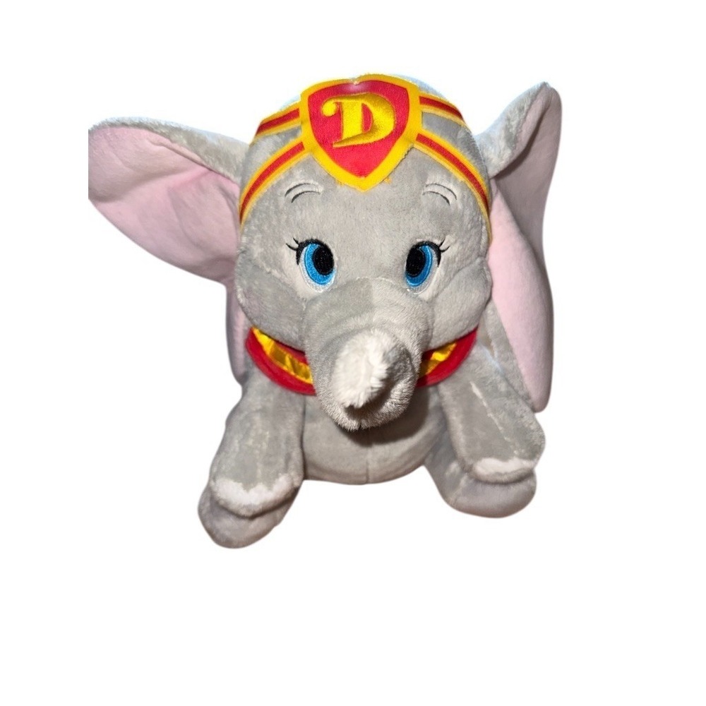 Disney Dumbo Plush Stuffed Animal Elephant Circus Hat & Collar Gray Pink 12" VTG